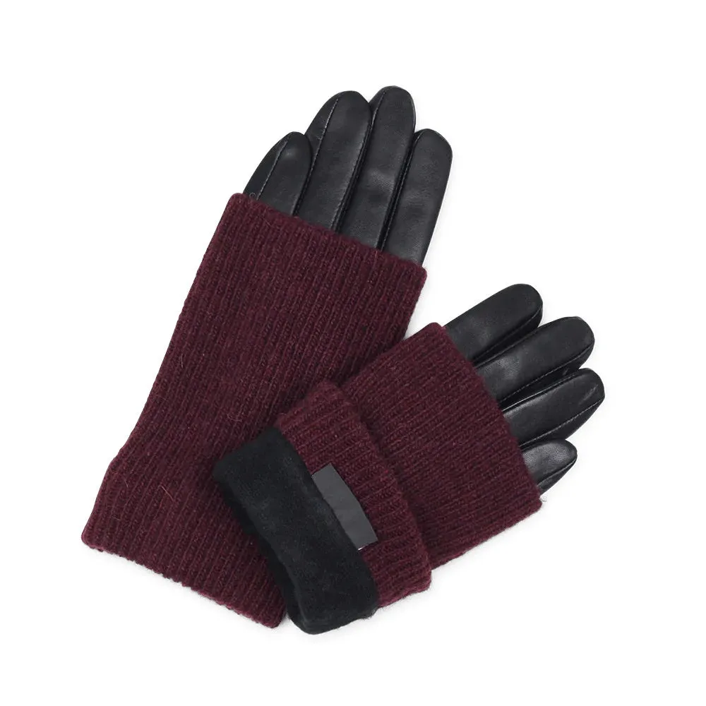 HellyMBG Gloves, Lurex - Black/Burgundy