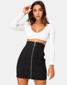 Heva Bodycon Skirt in Black Twill