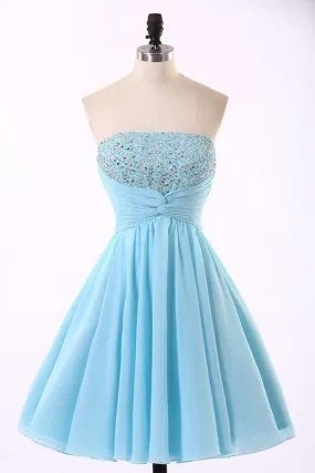 High Quality Chiffon Light Blue Homecoming Dresses PG022