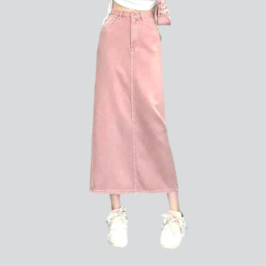 High-waist long jean skirt
 for ladies