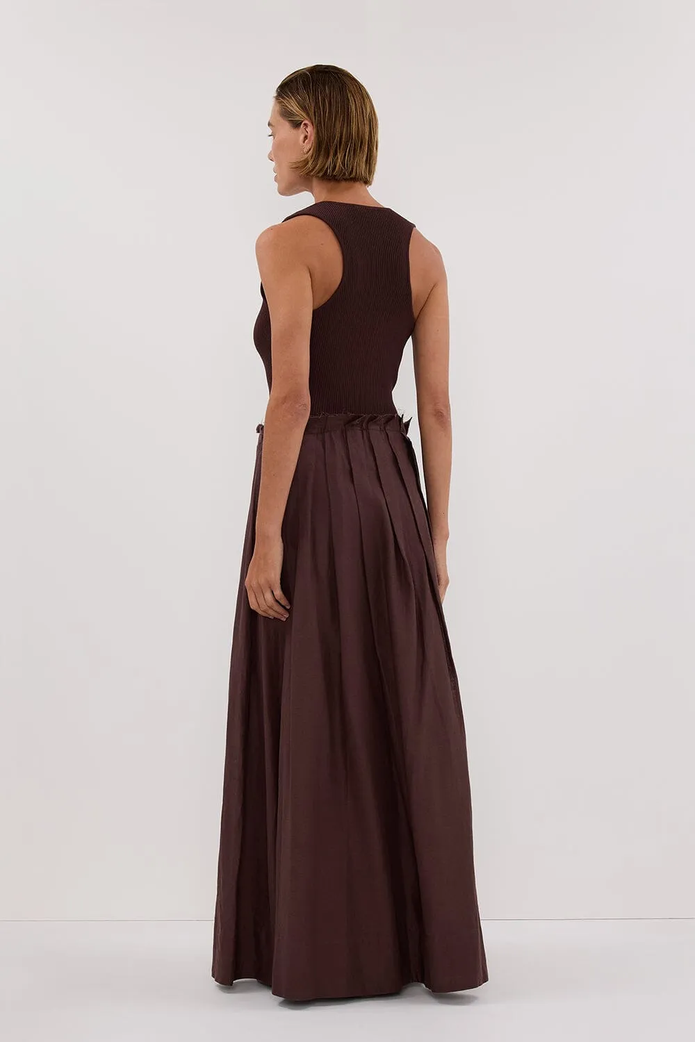 HOLLY BITTER CHOC HYBRID MIDI DRESS