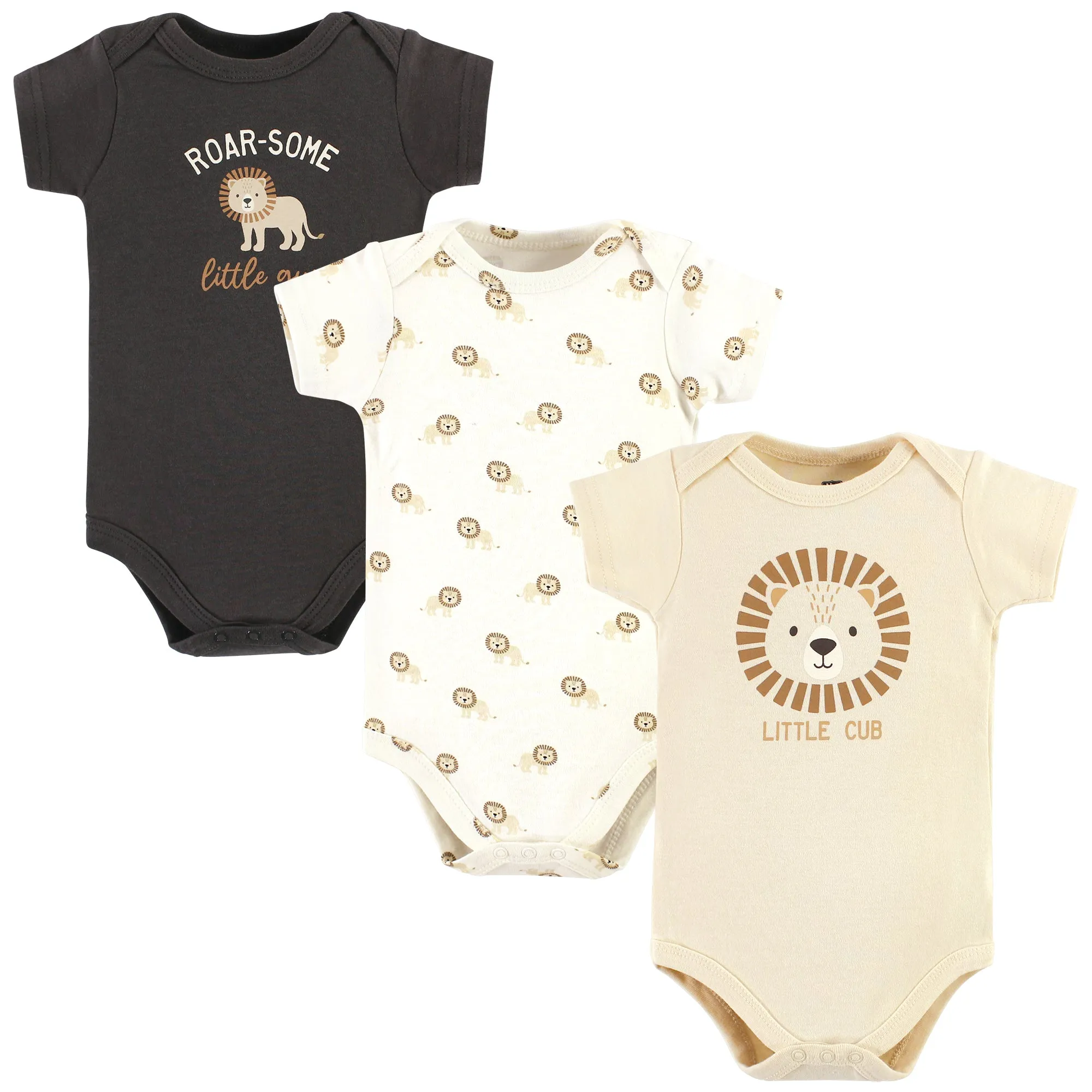 Hudson Baby Cotton Bodysuits, Brave Lion 3 Pack