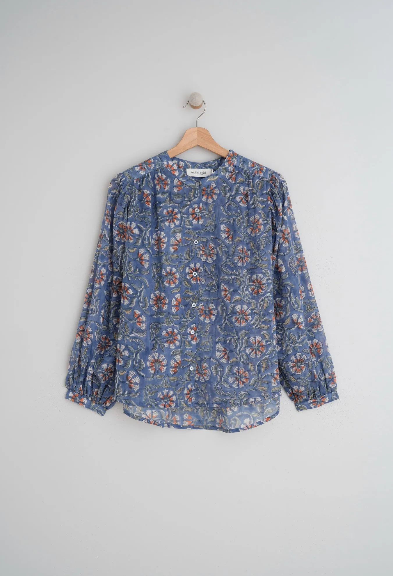 Indi & Cold Tessa Block Print Shirt in Blue