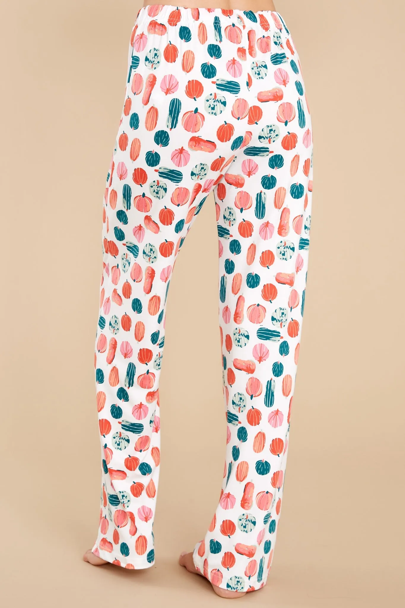 It's All Gourd White Multi Print Pajama Pants