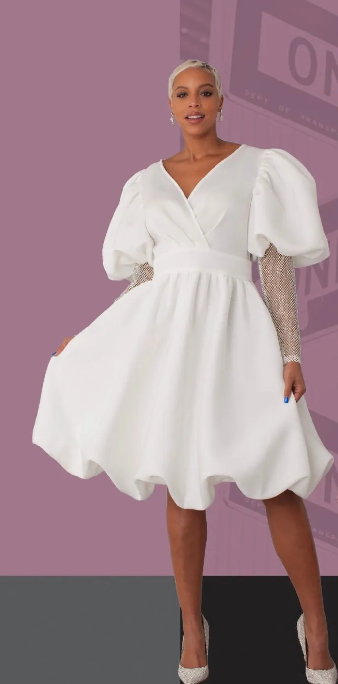 Ivory Balloon Dress w/Puff Sleeve