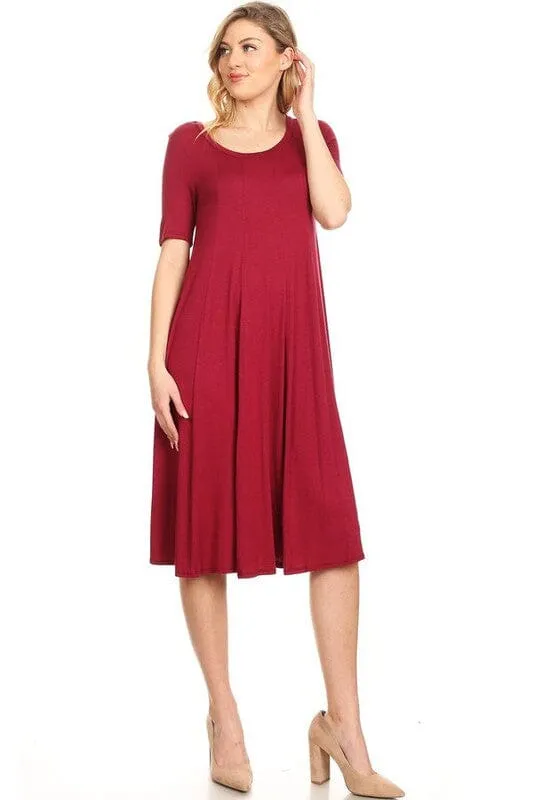 Jersey knit short sleeve oversized a-line dress