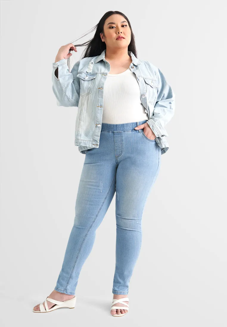 Jezebel Ripped Denim Jacket - Light Blue