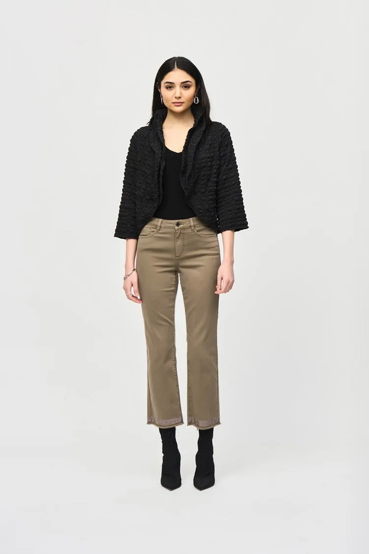 Joseph Ribkoff Black Bubble Woven Cropped Jacket