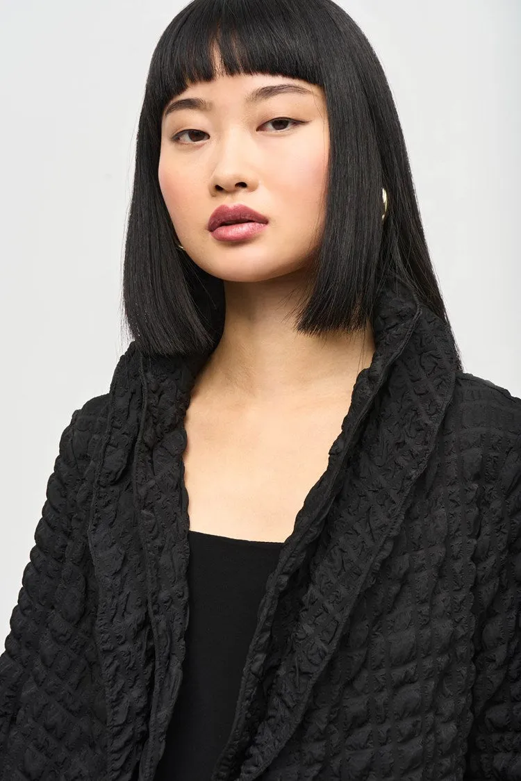 Joseph Ribkoff Black Bubble Woven Cropped Jacket