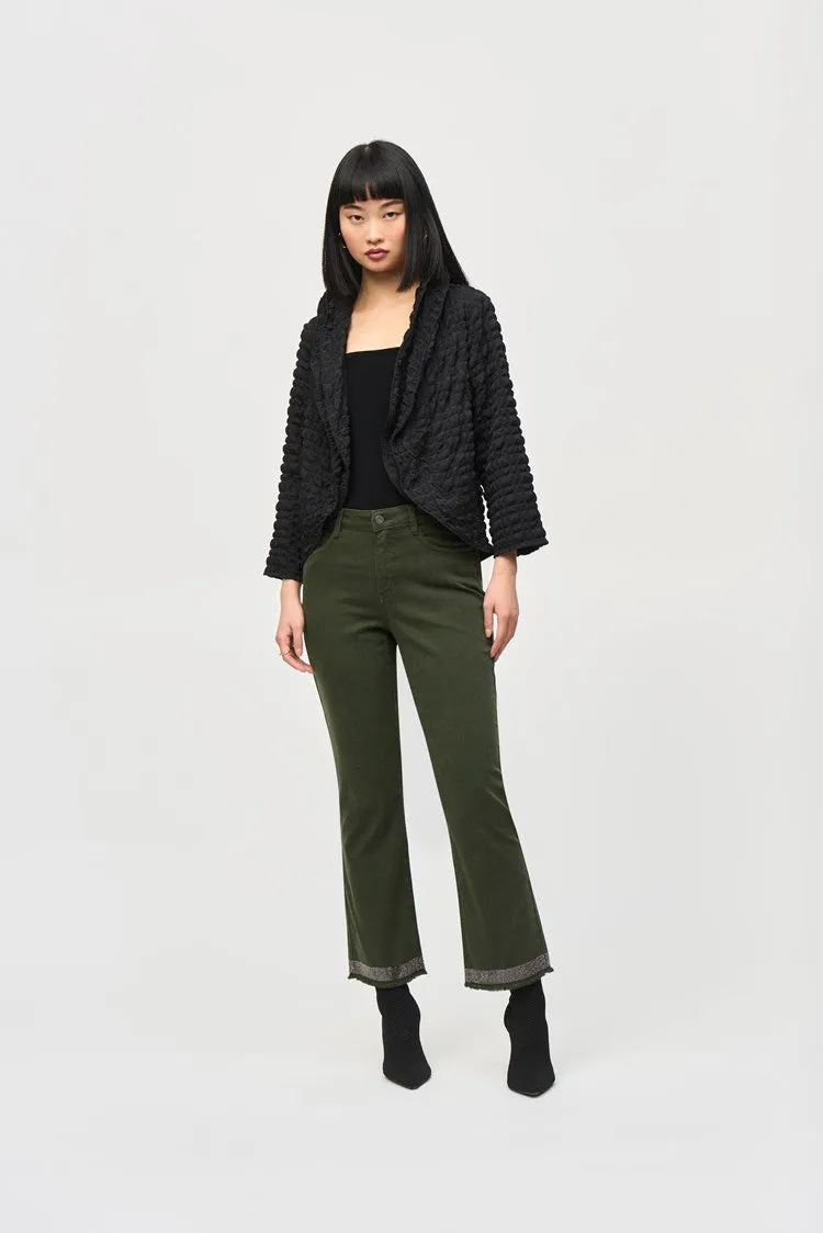 Joseph Ribkoff Black Bubble Woven Cropped Jacket