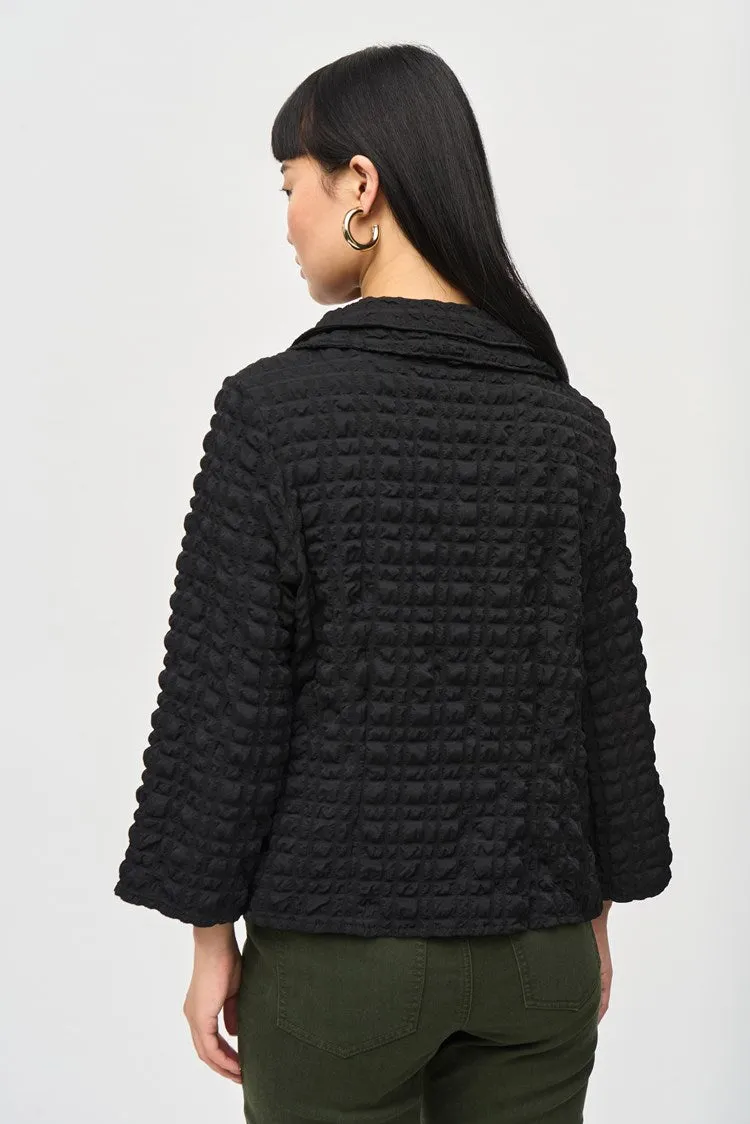 Joseph Ribkoff Black Bubble Woven Cropped Jacket