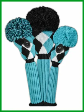 Just 4 Golf: Diamond Set Headcovers - Turquoise, Black & White