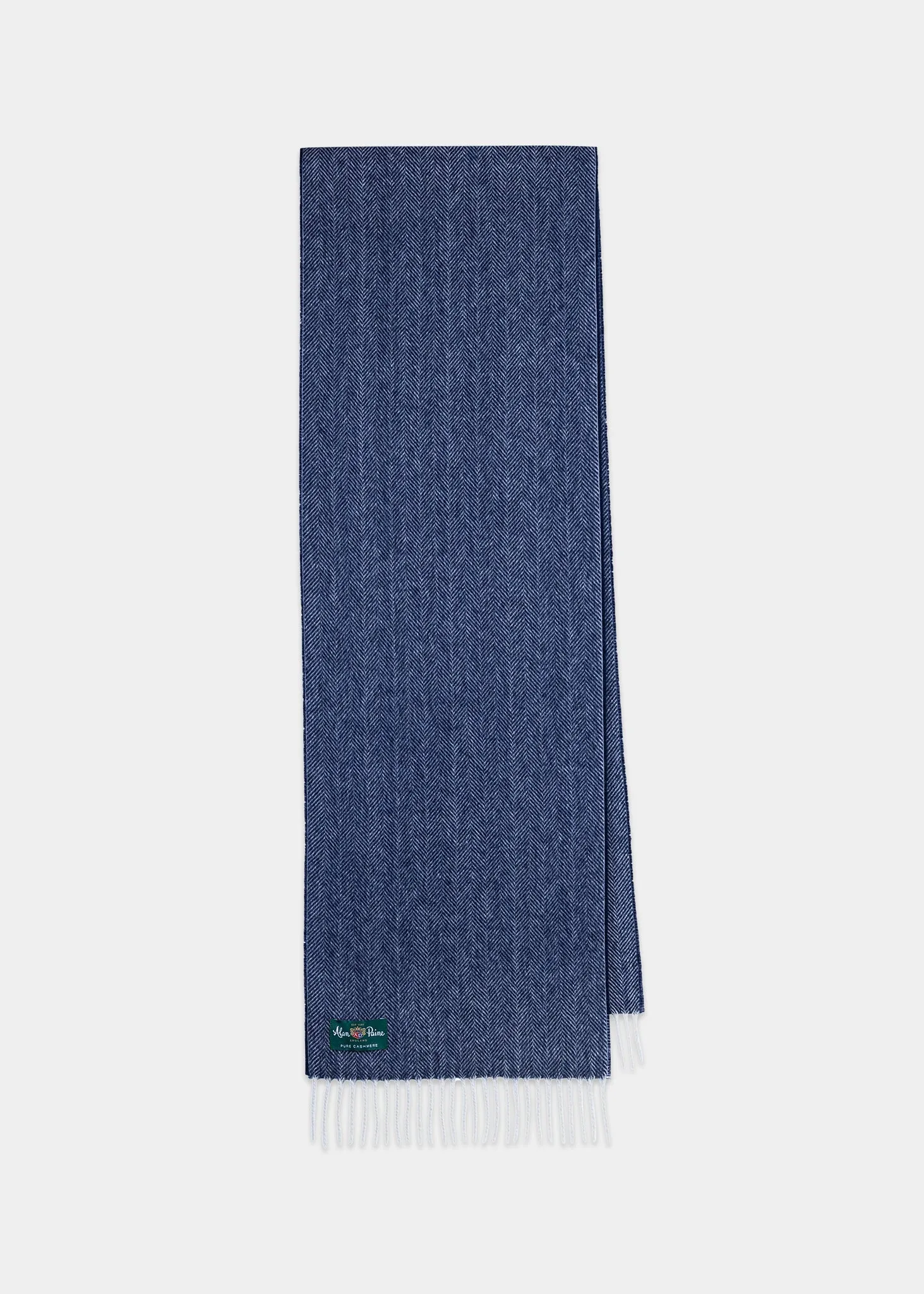 Kinross Cashmere Herringbone Scarf In Indigo