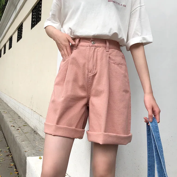 KittenAlarm - High Waist Wide Leg Colors Shorts Pants