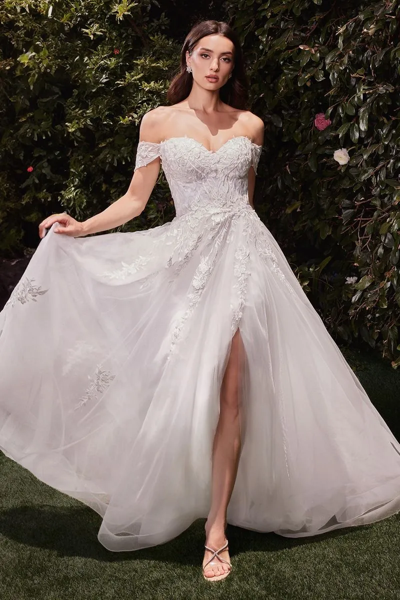 Lace & Tulle Sweetheart Neckline A-Line Gown by Cinderella Divine C159W - Special Occasion