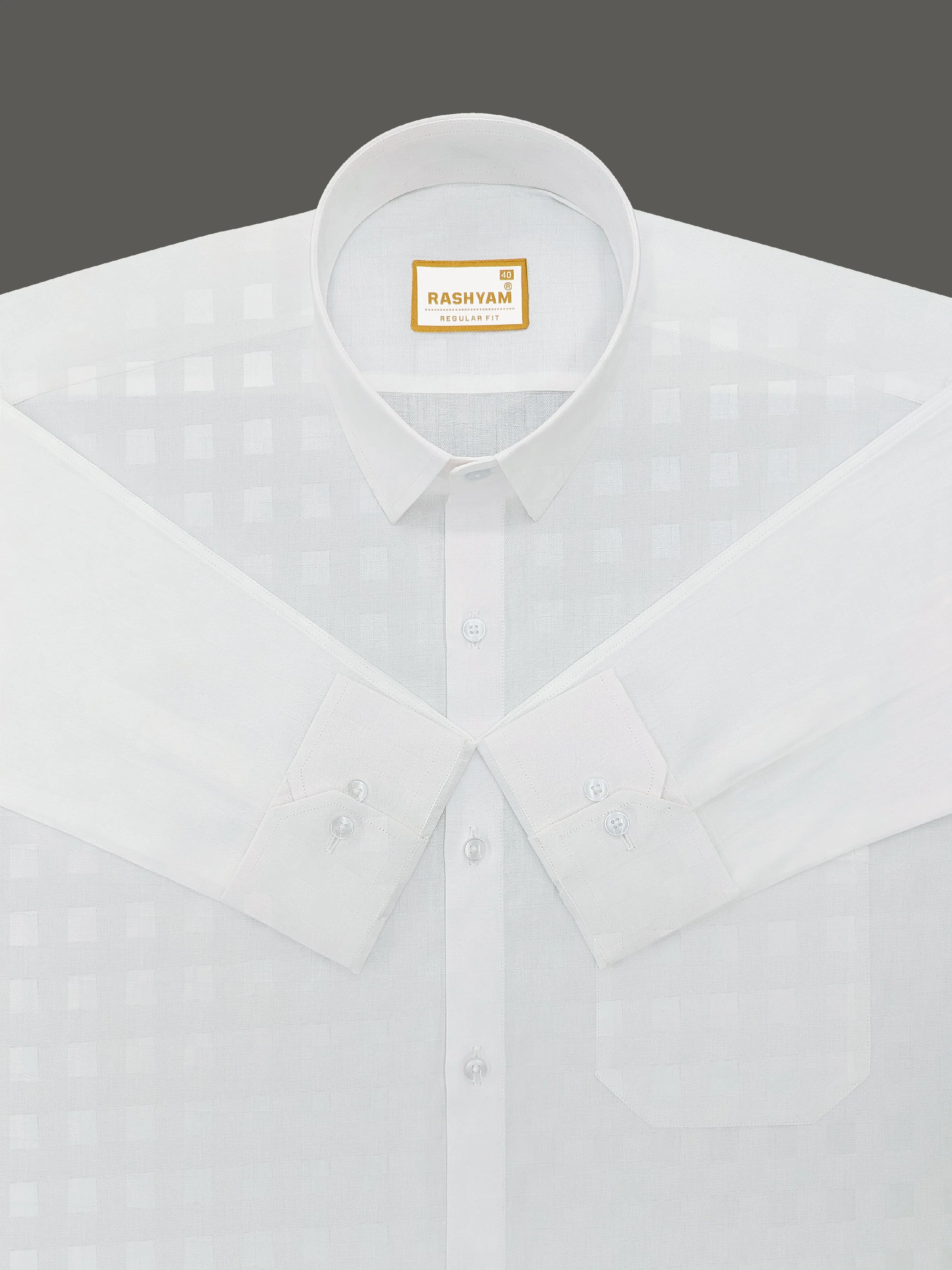 Lanciano Luxury Cotton Designer Box On White Formal Shirt For Men