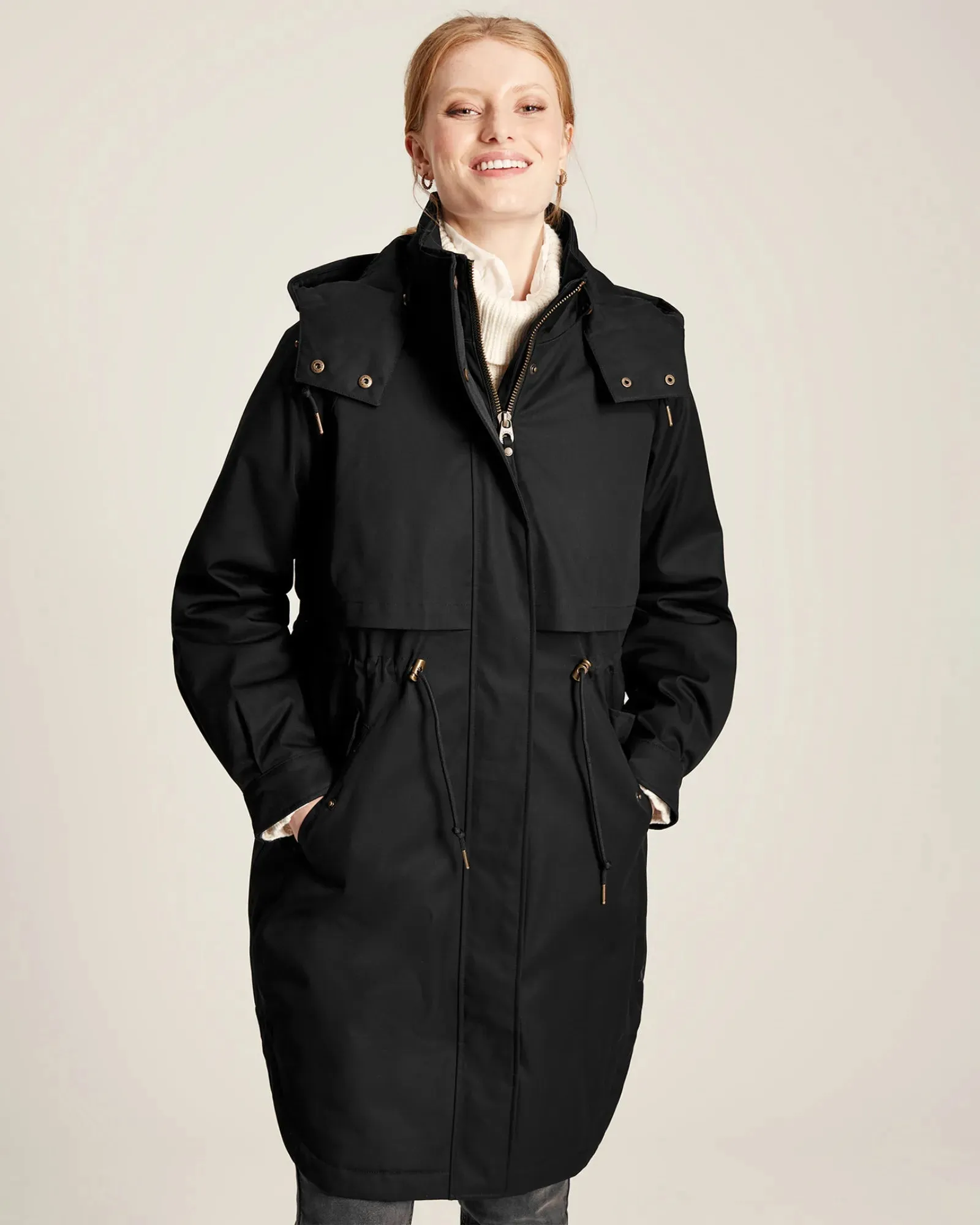 Langford Black Longline Waterproof Coat