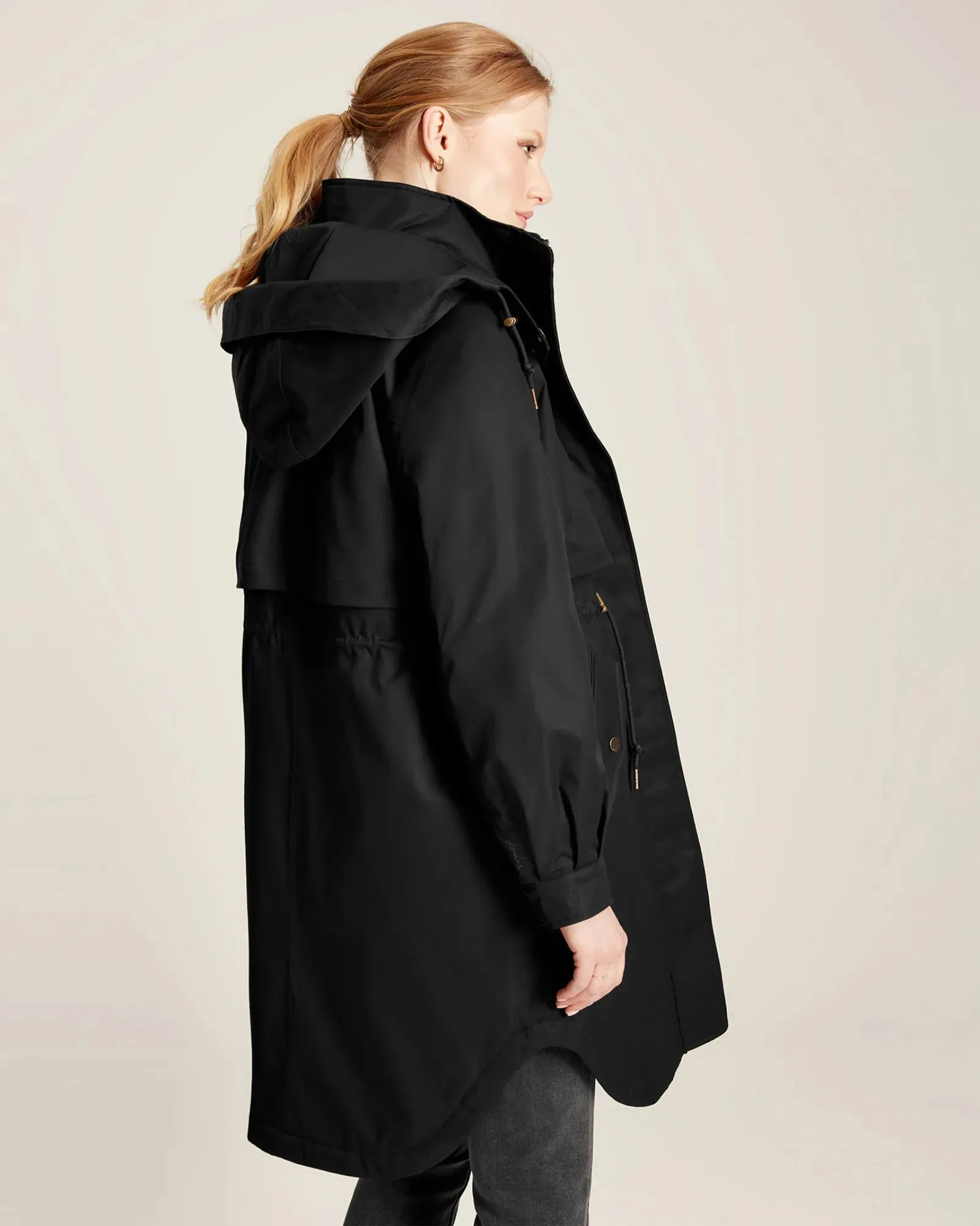 Langford Black Longline Waterproof Coat