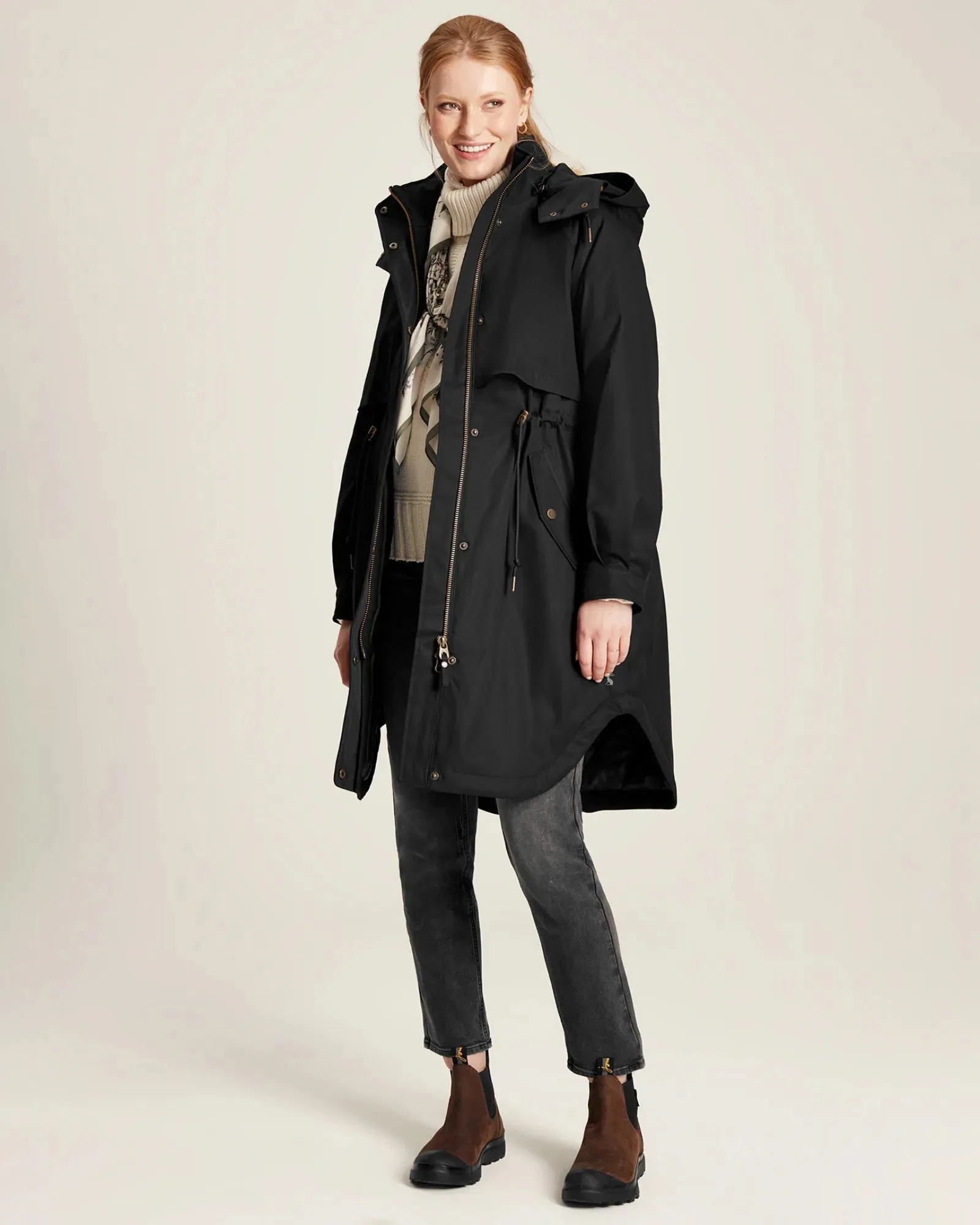 Langford Black Longline Waterproof Coat