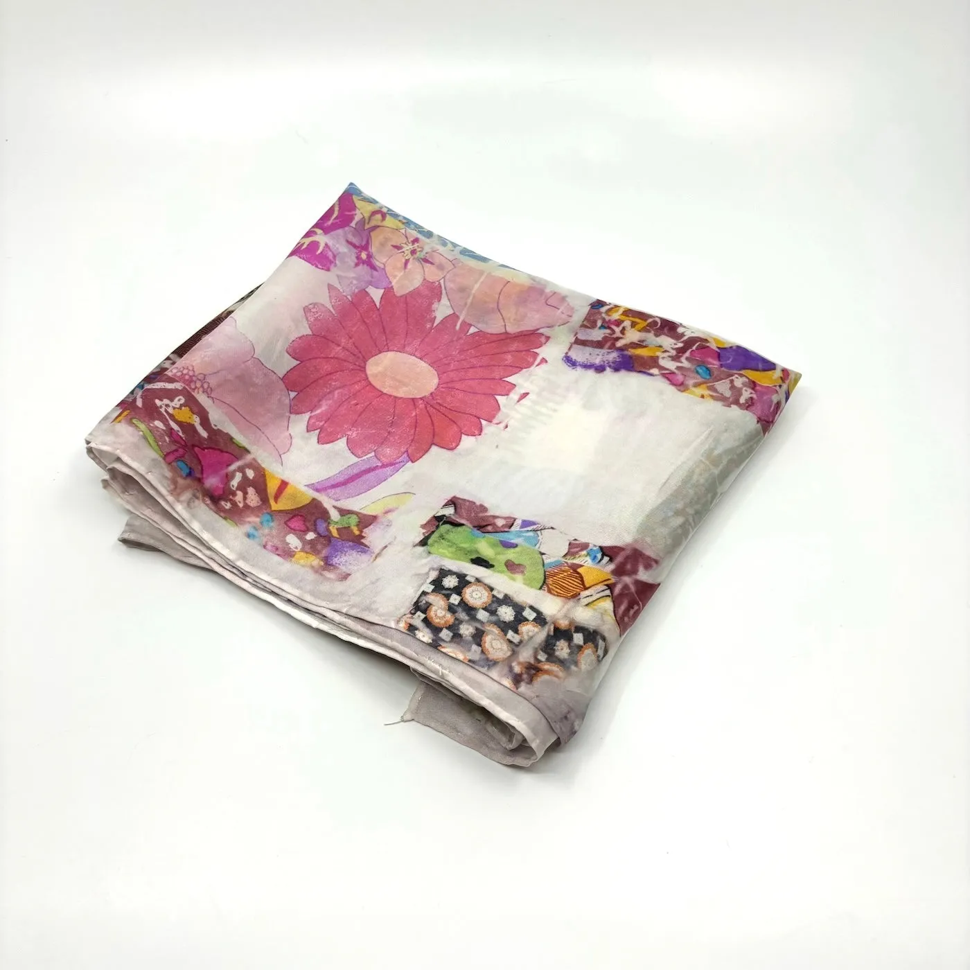 Large Silk Scarf with Flowers by Diane Lemire