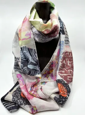 Large Silk Scarf with Flowers by Diane Lemire