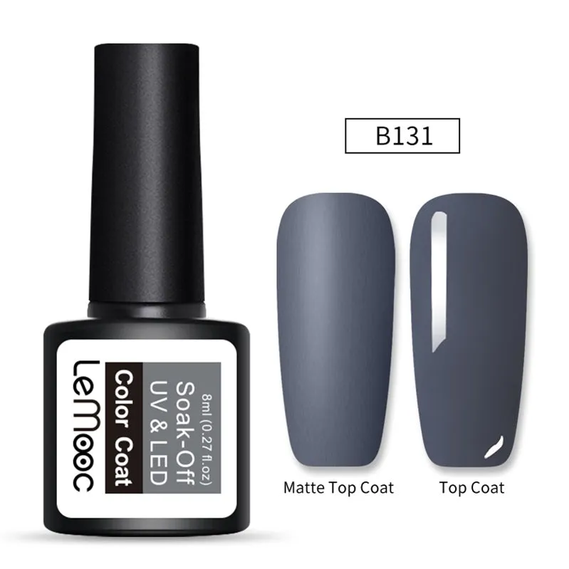 LEMOOC 8ml Matte Top Coat Color UV Gel Nail Polish Gray Series Semi Permanent Soak Off UV Gel Varnish DIY Nail Art Gel Paint