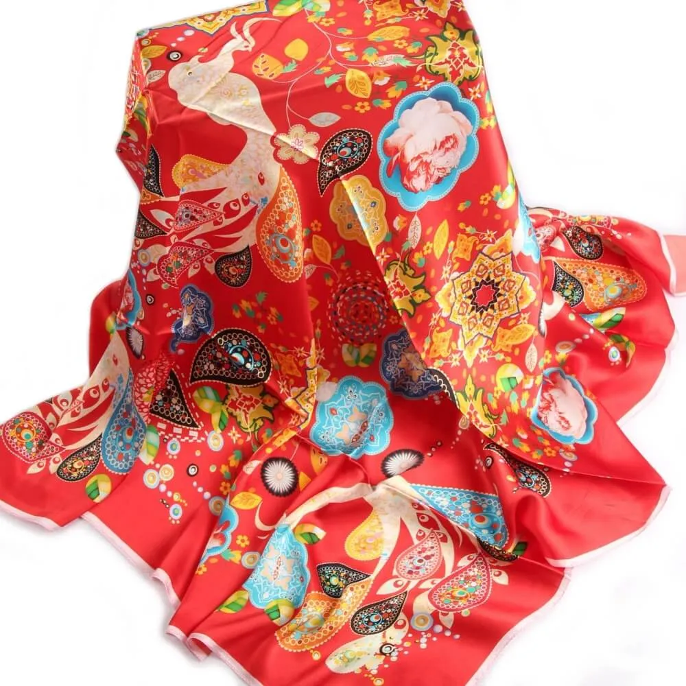 Limited Edition Extra Large Silk Scarf Red