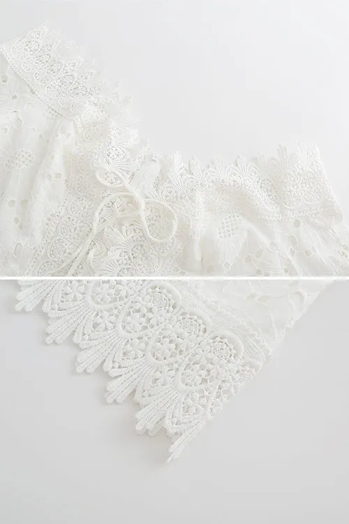 Love Swept White Lace Puff Sleeve Dress