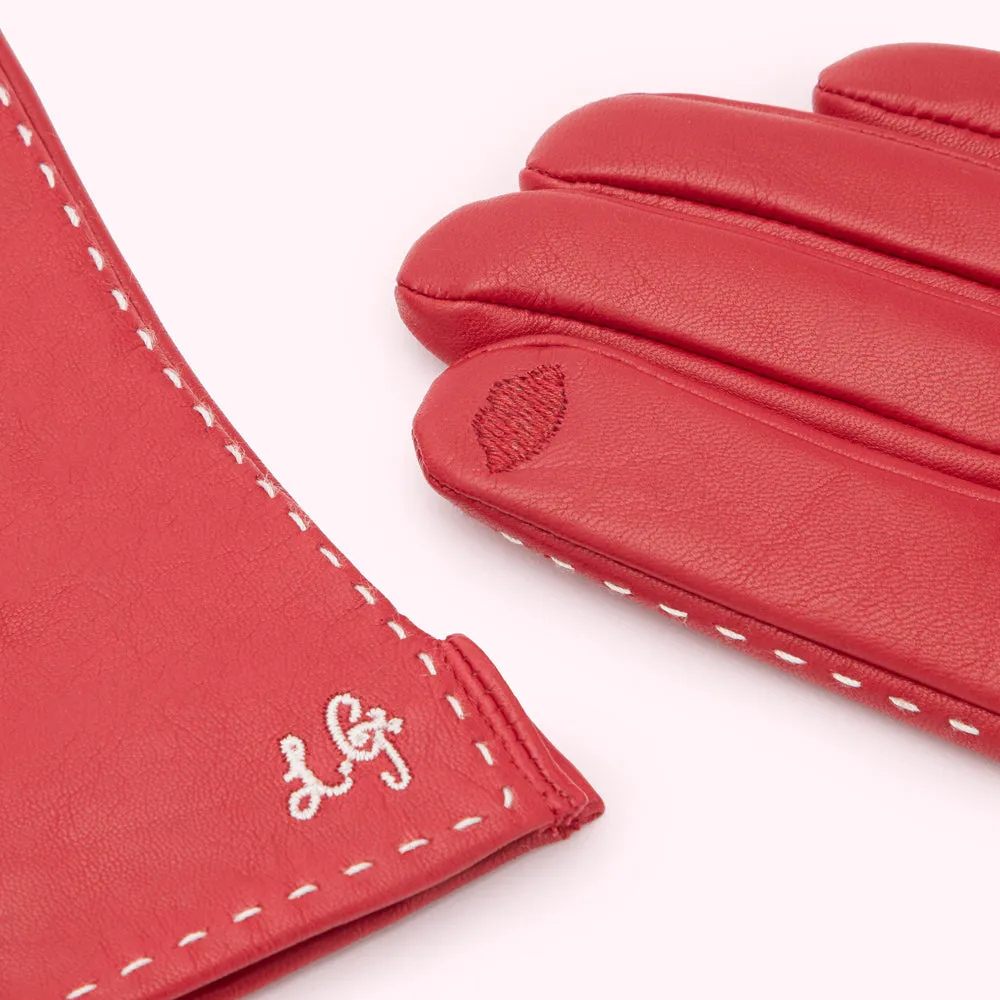 LULU RED CONTRAST STITCH KYLE LEATHER GLOVE