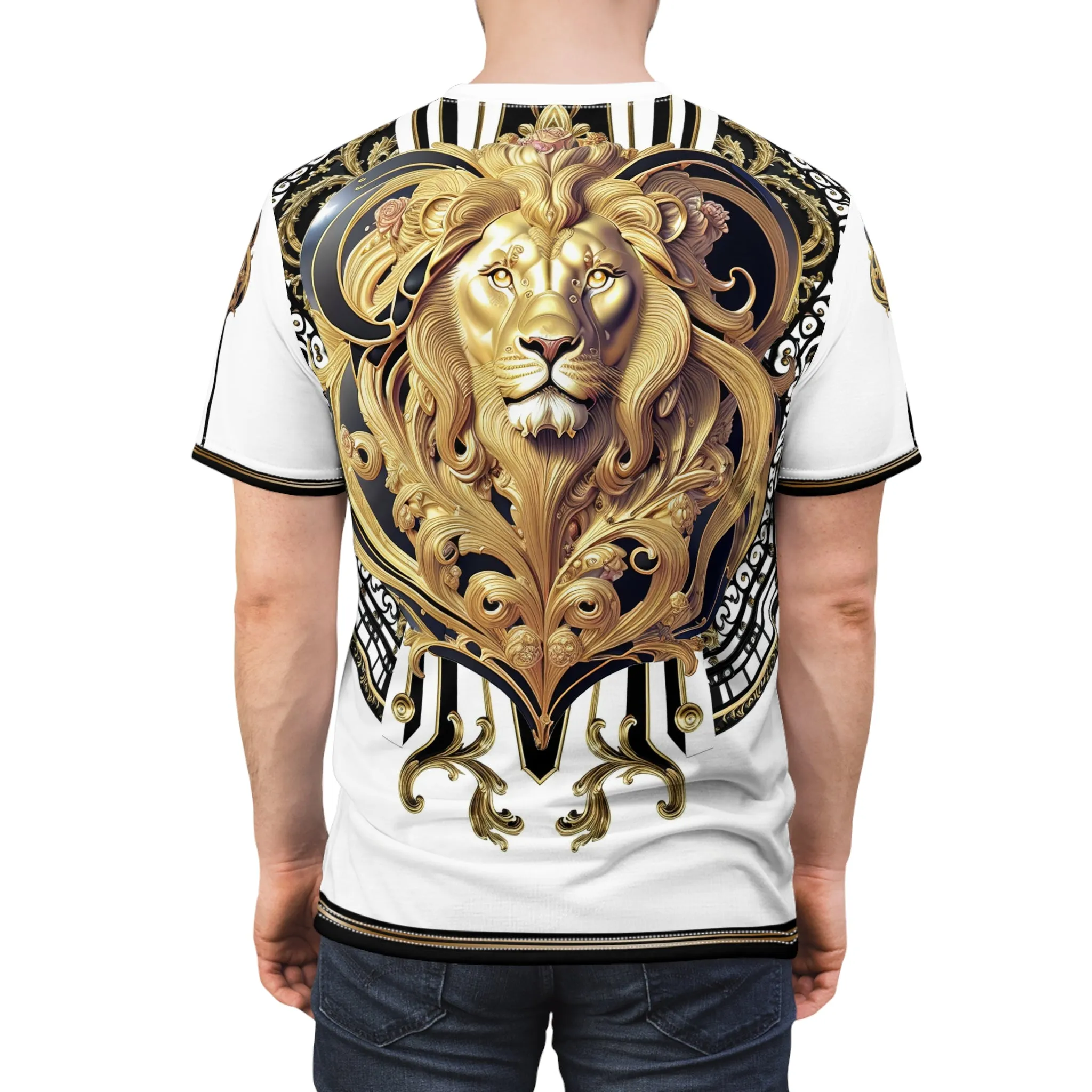 Majestic Lion T-Shirt Unisex Tee All Over Print T-Shirt Golden Lion Tee Unisex T-Shirt Baroque Lion T-Shirt