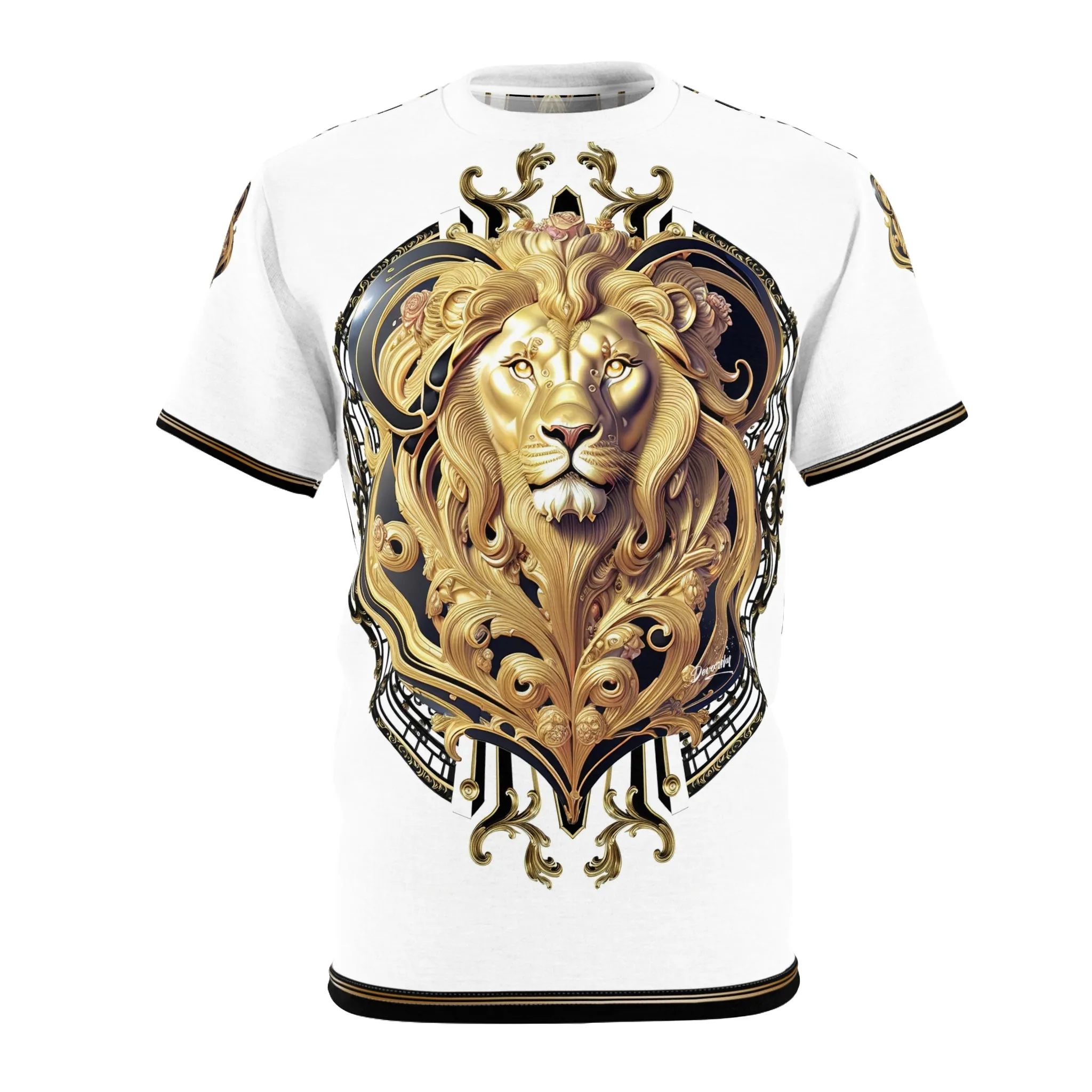 Majestic Lion T-Shirt Unisex Tee All Over Print T-Shirt Golden Lion Tee Unisex T-Shirt Baroque Lion T-Shirt