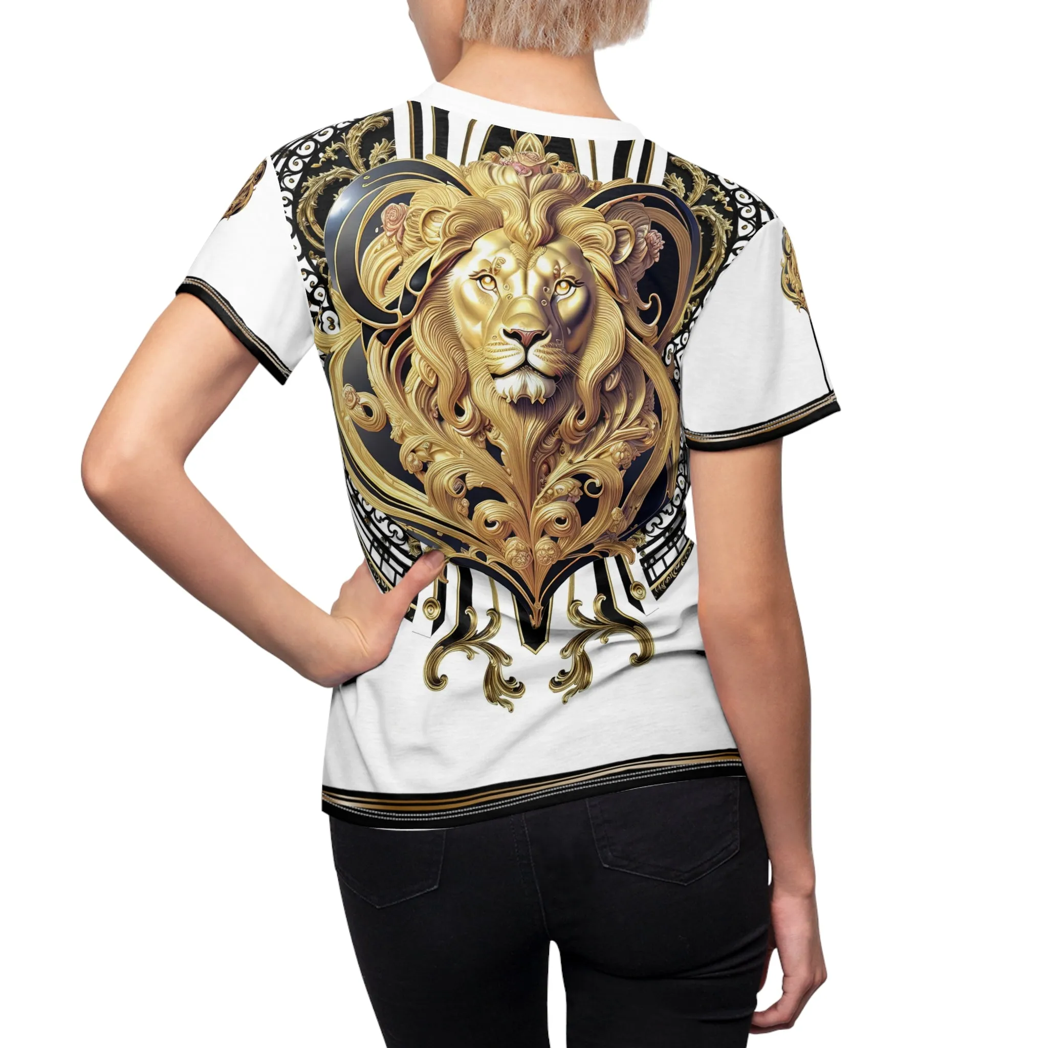 Majestic Lion T-Shirt Unisex Tee All Over Print T-Shirt Golden Lion Tee Unisex T-Shirt Baroque Lion T-Shirt