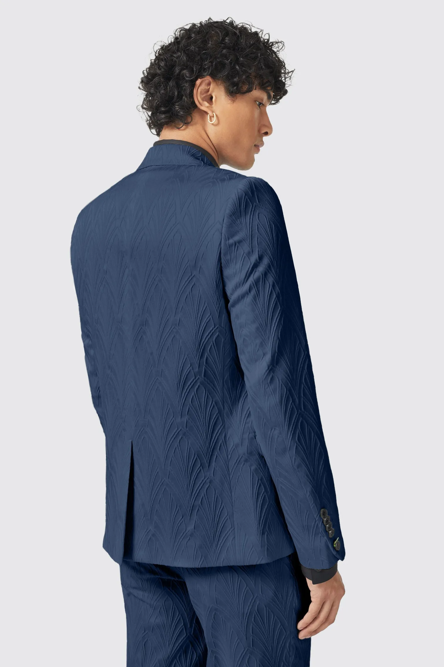 Makowski Slim Fit Navy Jacquard Suit - ARCHIVE