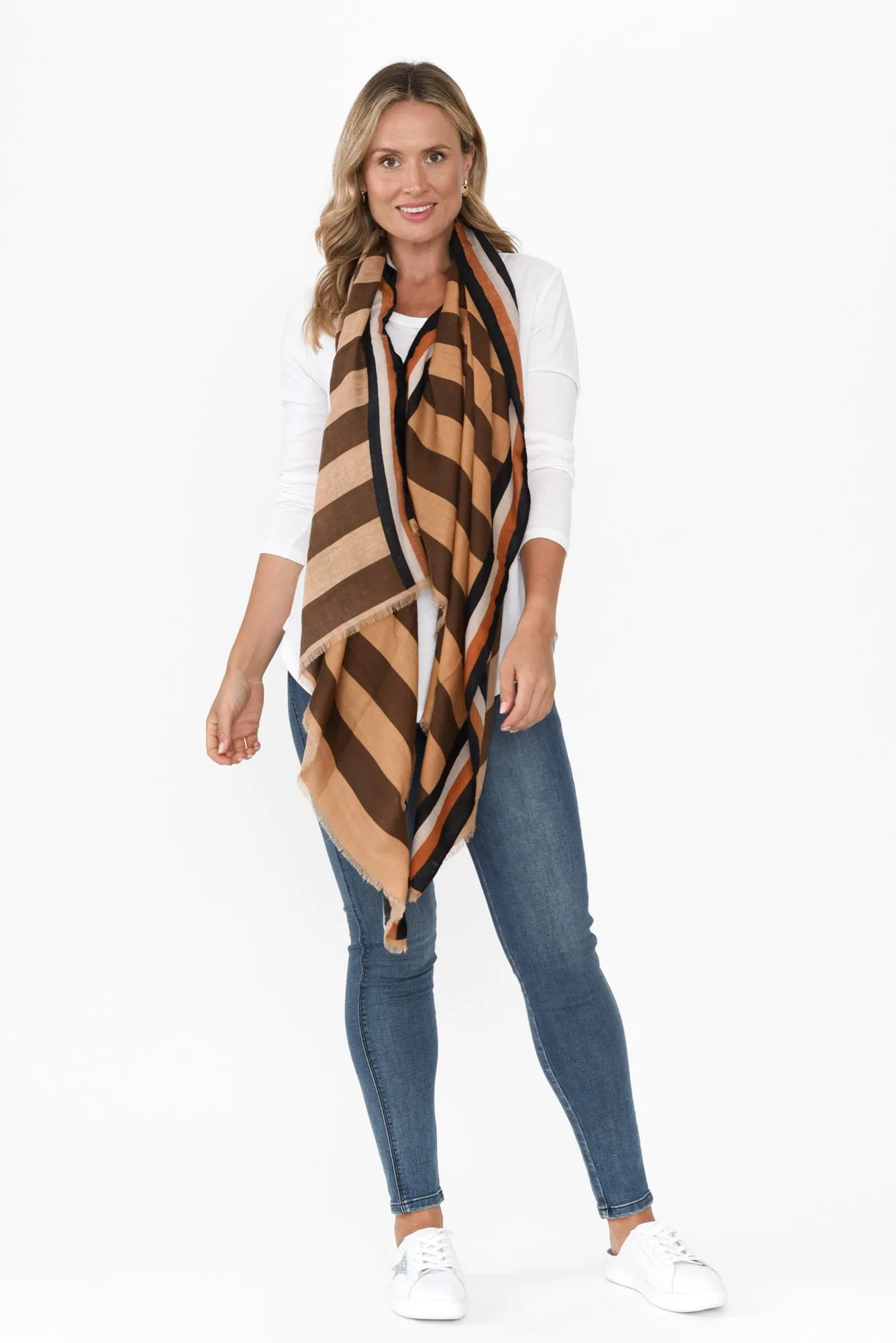 Marlo Brown Stripe Scarf