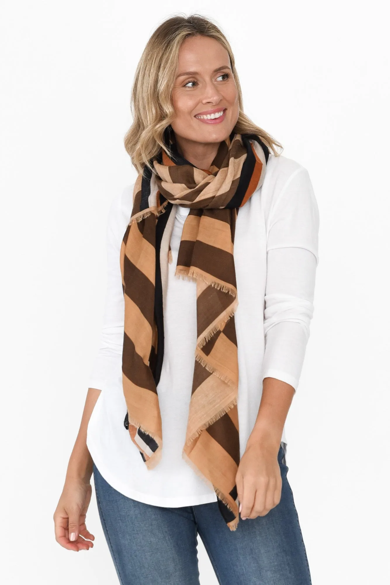 Marlo Brown Stripe Scarf