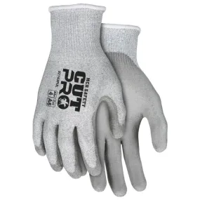 MCR Safety Cut Pro 92743PU 13 Gauge Seamless Hypermax Shell, Touchscreen Friendly Polyurethane Coated Work Gloves, Gray, 1 Pair