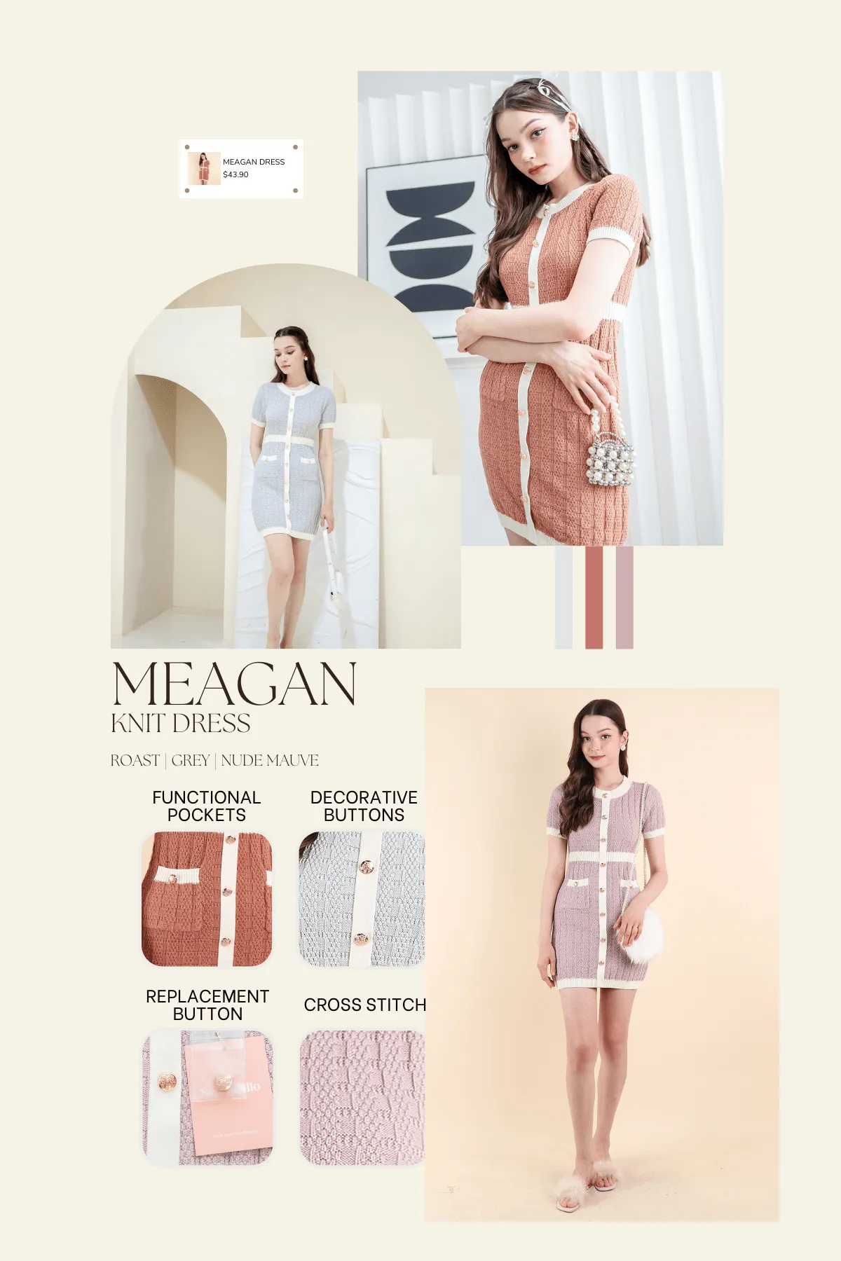 MEAGAN KNIT DRESS IN ROAST