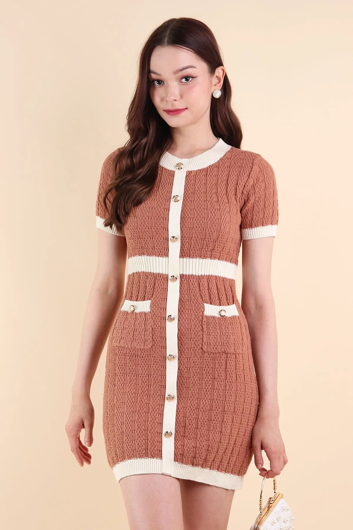 MEAGAN KNIT DRESS IN ROAST