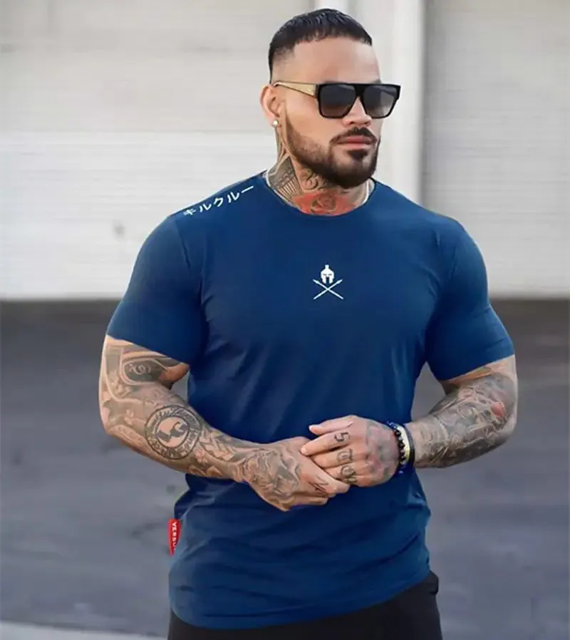 Men T Shirts Fashion Summer Bodybuilding Letter