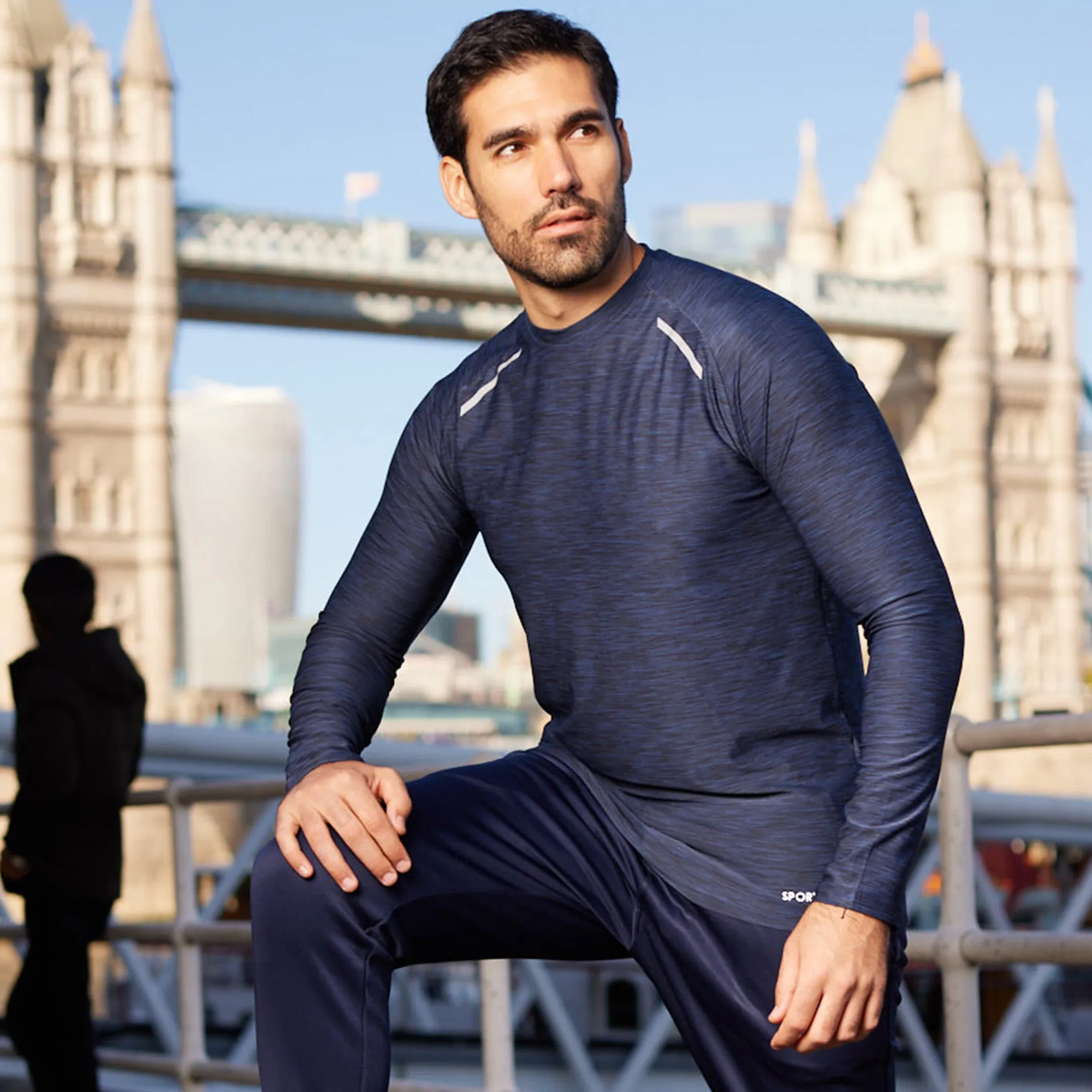 Men's Blue Long Sleeve Thermal T-Shirt