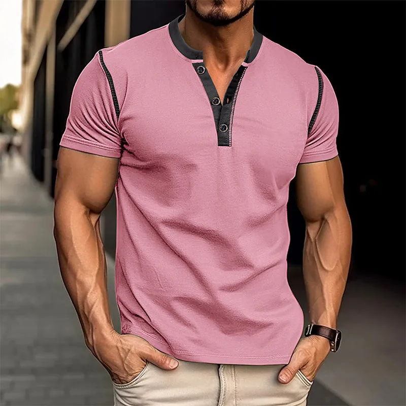 Men's Classic Button Cotton Breathable Henley Shirt