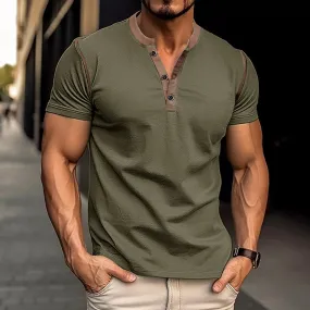 Men's Classic Button Cotton Breathable Henley Shirt