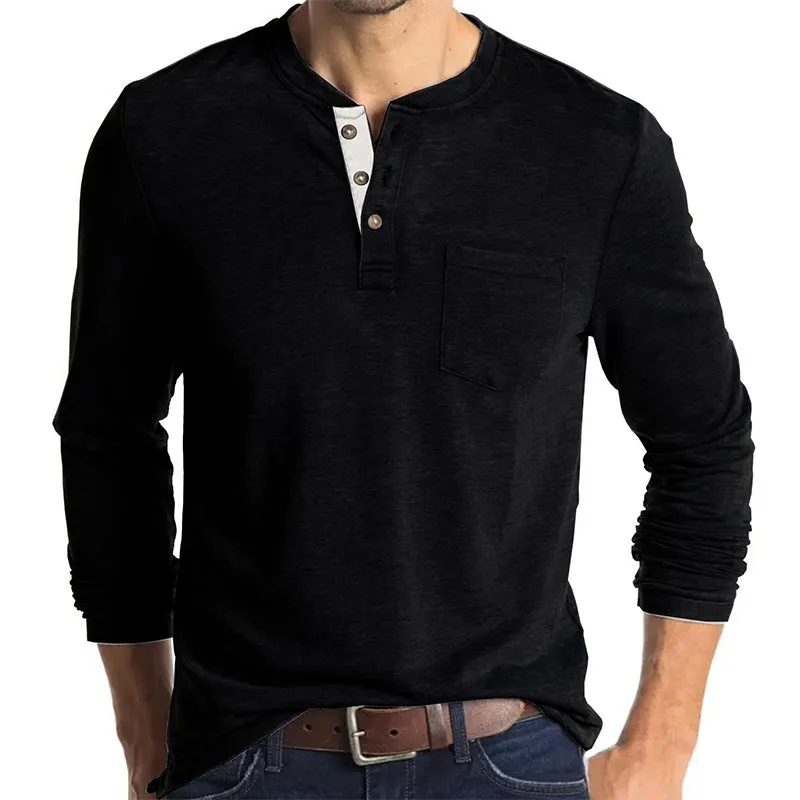 Mens Fashion Casual Henley Long Sleeve Shirts