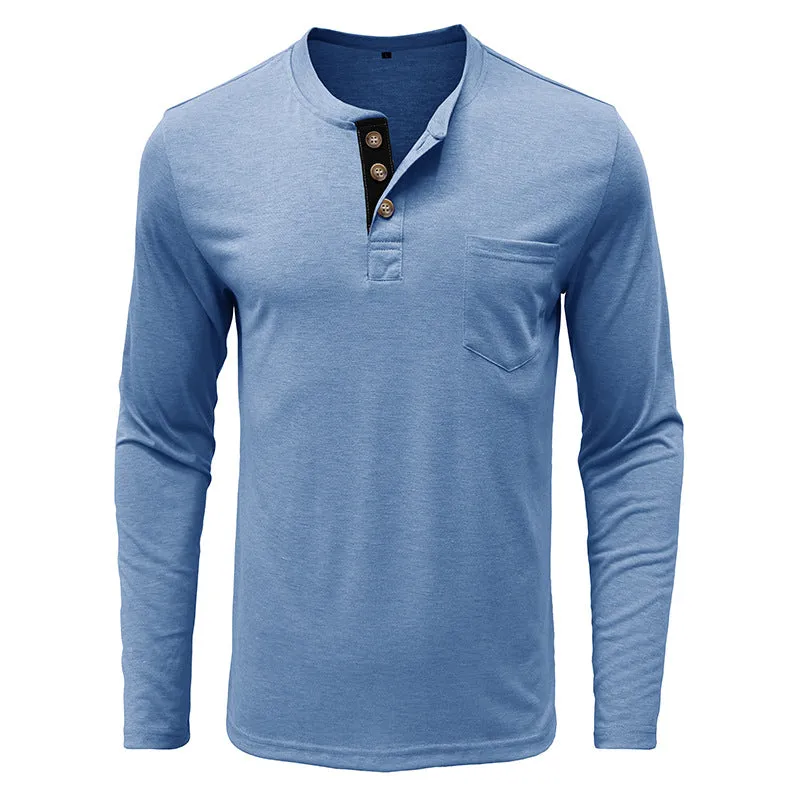 Mens Fashion Casual Henley Long Sleeve Shirts