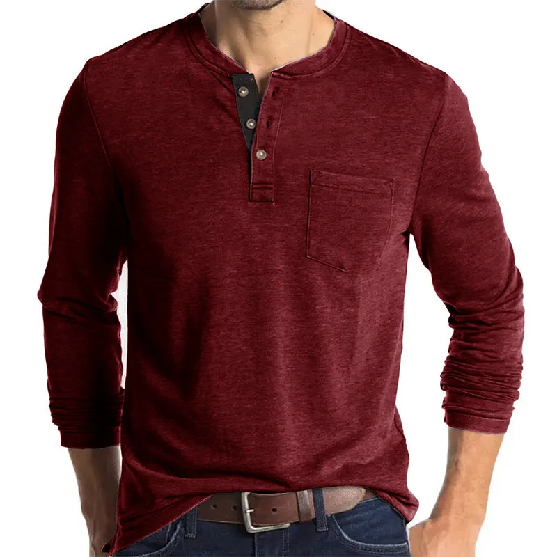 Mens Fashion Casual Henley Long Sleeve Shirts