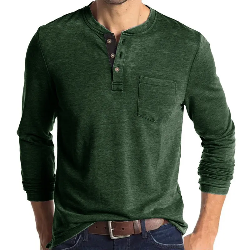 Mens Fashion Casual Henley Long Sleeve Shirts