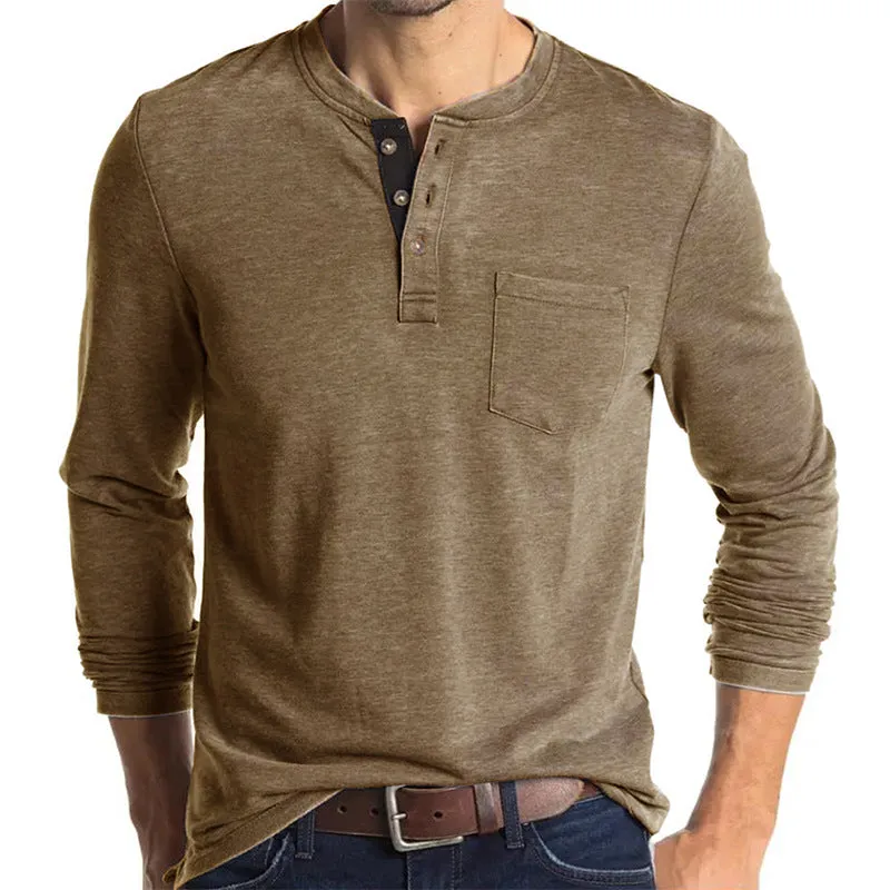 Mens Fashion Casual Henley Long Sleeve Shirts