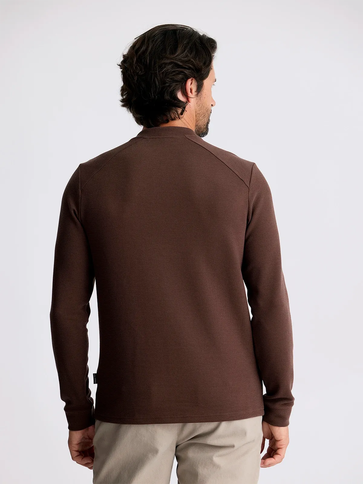 Men's Waffle Long Sleeve Henley - Chestnut