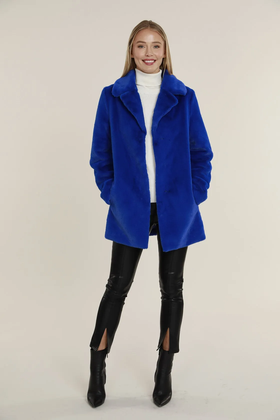 Mid Length Faux Fur Coat