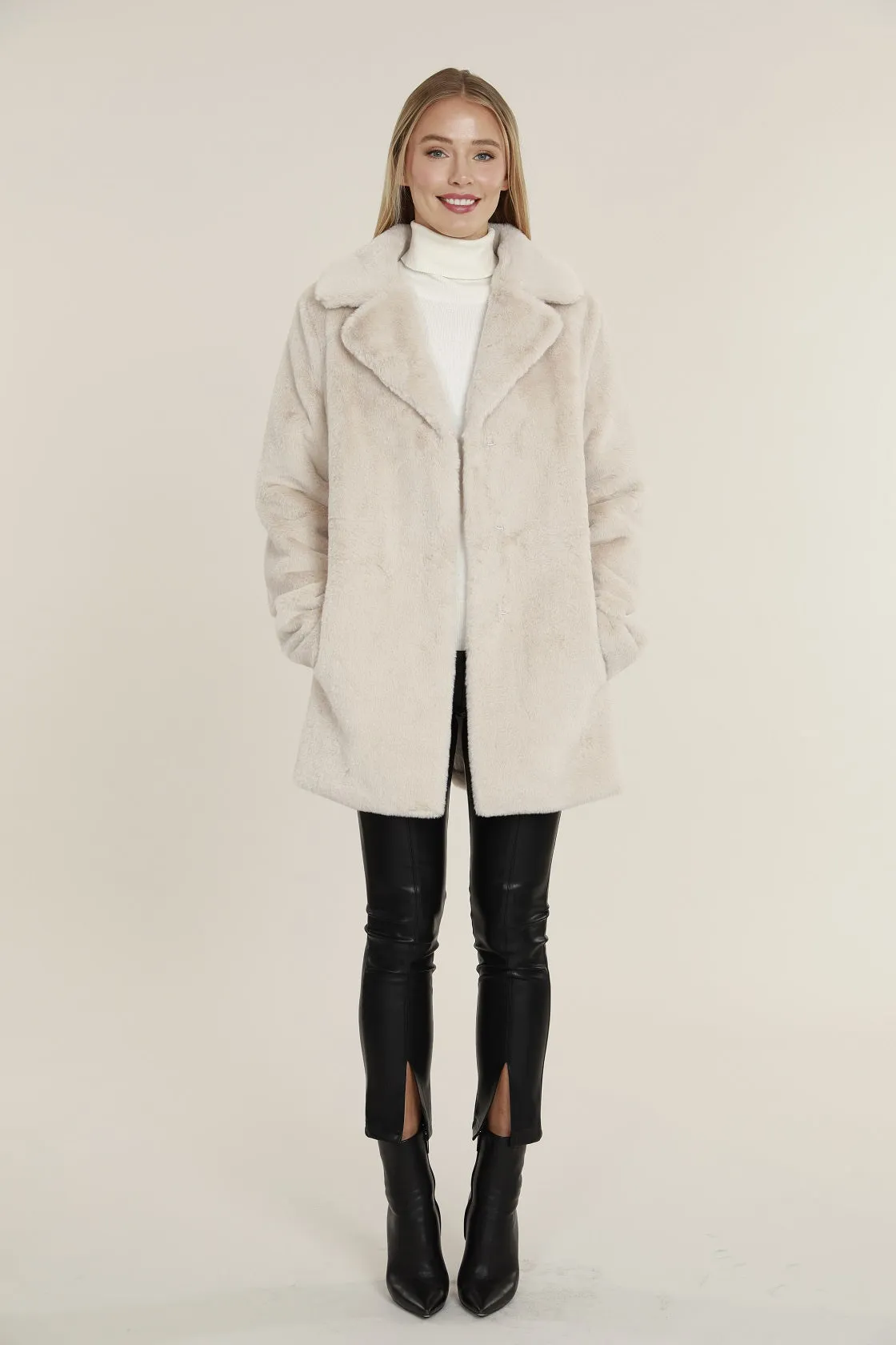 Mid Length Faux Fur Coat